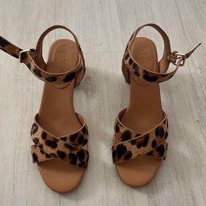 J. Crew calf hair heeled sandals